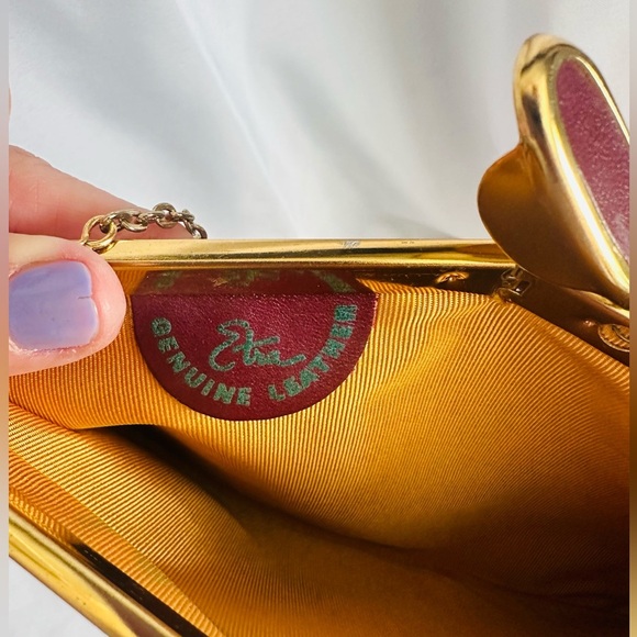 Vintage burgundy, leather clutch handbag - Picture 5 of 7